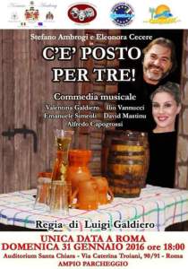 Teatro, "C'è posto per tre!" con Stefano Ambrogi e Eleonora Cecere, commedia musicale all'Auditorium Santa Chiara, regia di Luigi Galdiero
