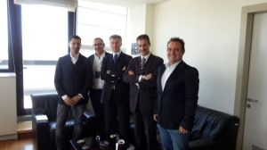 Particolare dell'incontro al Servizio Polizia Scientifica della Direzione Centrale Anticrimine della Polizia di Stato, da sinistra Giancarlo Risuleo, Bruno Barillari, il dr Luigi Carnevale, Gianluca Guerrisi e Emiliano Nicoletti