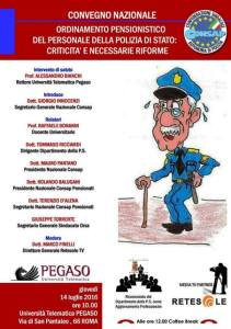 Ordinamento pensionistico del personale della Polizia di Stato: criticità e necessarie riforme, convegno CONSAP all'Università PEGASO di Roma