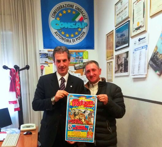 Nella foto: Gianluca Guerrisi, Segretario Generale Aggiunto CONSAP di Roma e Alberto Vassallo della Direzione del Rony Roller Circus