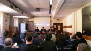Assemblea sindacale CONSAP presso la Questura di Roma, da sinistra Pantano, Innocenzi e Guerrisi