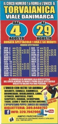 Rony Roller Circus a Torvaianica dal 4 al 29 agosto 2017 