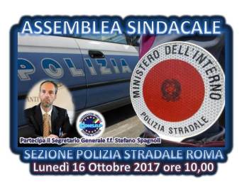 Il Segretario Generale f.f. Stefano Spagnoli tra i partecipanti all'assemblea sindacale del 16 ottobre 2017 alla Sezione Polstrada di Roma