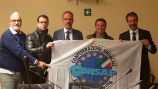 Palazzo Chigi, Presidenza del Consiglio dei Ministri, da sinistra Milioto, Placidi, Spagnoli, Masella e Guerrisi