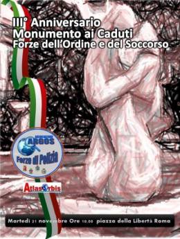 Il Monumento esterno "L'Abbraccio" collocato a Roma in Pizza della Libertà dedicato ai Caduti delle Forze dell'Ordine e del Soccorso