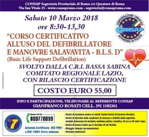 Corso certificativo all'uso del Defibrillatore e Manovre Salvavita - B.S.D.