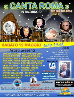 II^ edizione del CANTA ROMA - Sabato 12 Maggio 2018 dalle ore 16.45 presso l'Oasi Park