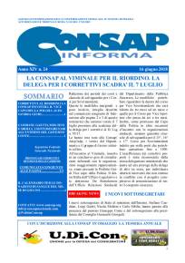 CONSAP Informa n. 24 del 16 Giugno 2018, Agenzia di Informazione della Confederazione Sindacale Autonoma di Polizia