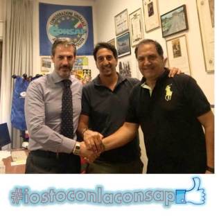 Nella foto da sinistra: Guerrisi - Segretario Generale Aggiunto Roma, Pettinato e Marcucci della CONSAP alla Divisione Polizia Amministrativa e Sociale c/o Questura di ROMA 