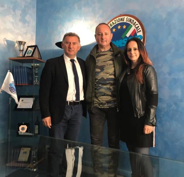 Roma, Segreteria Nazionale, da sinistra Cesario BORTONE Segretario Nazionale Generale f.f., il neo Segretario Locale CONSAP all'Autoparco Ministero Interno Marcello MATINI e il Segretario Provinciale di Roma Carolina CENTO