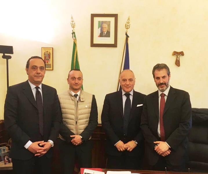 Senato della Repubblica, Ispettorato di P.S. da sinistra: il dr Ditta, Luciani (CONSAP), il dr Belfiore e Guerrisi (CONSAP)