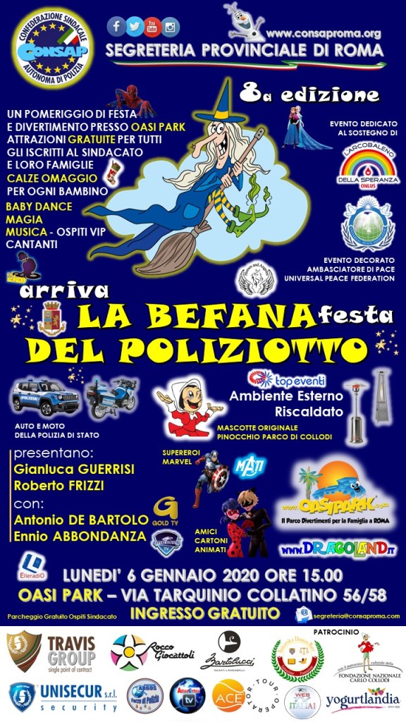 Arriva LA BEFANA - Festa DEL POLIZIOTTO CONSAP - 8a edizione - 6 Gennaio 2020 ore 15.00
