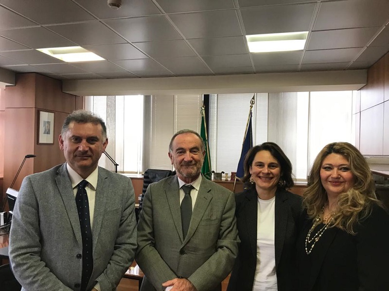 Da sinistra: il Segretario Generale Nazionale Cesario BORTONE, il Prefetto Massimo BONTEMPI, le dirigenti sindacali presso Frontiera Fiumicino Giovanna COLELLA e Laura FEMINO' 