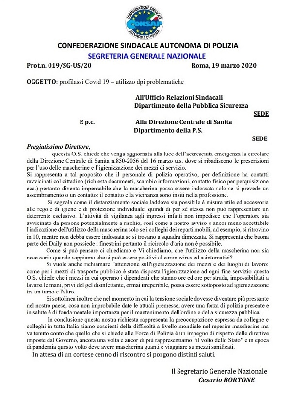 Coronavirus - Utilizzo DPI - Problematiche