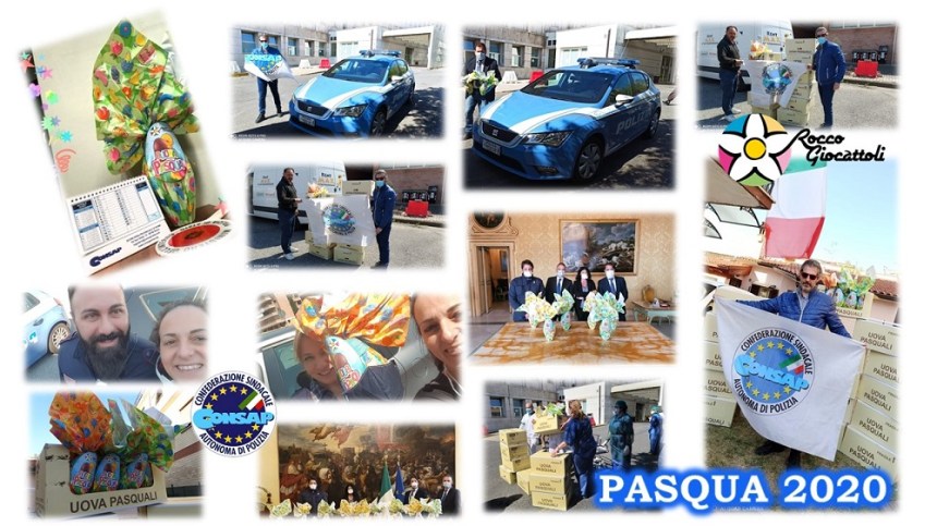 Il sindacato di Polizia CONSAP di Roma e Rocco Giocattoli consegnano le Uova di Pasqua ai poliziotti della capitale Il sindacato di Polizia CONSAP di Roma e Rocco Giocattoli consegnano le Uova di Pasqua ai poliziotti della capitale