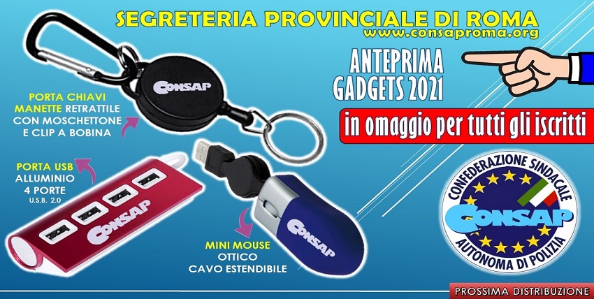 Annuncio Gadget CONSAP 2021 - Segreteria Provinciale di ROMA