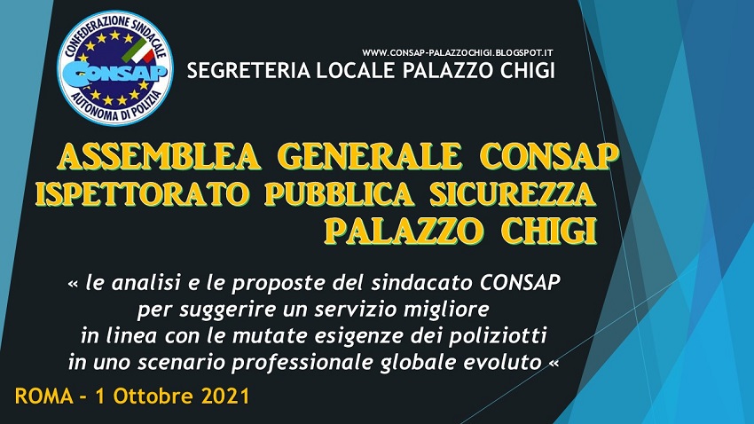 Assemblea Sindacale CONSAP Ottobre 2021 - Palazzo CHIGI