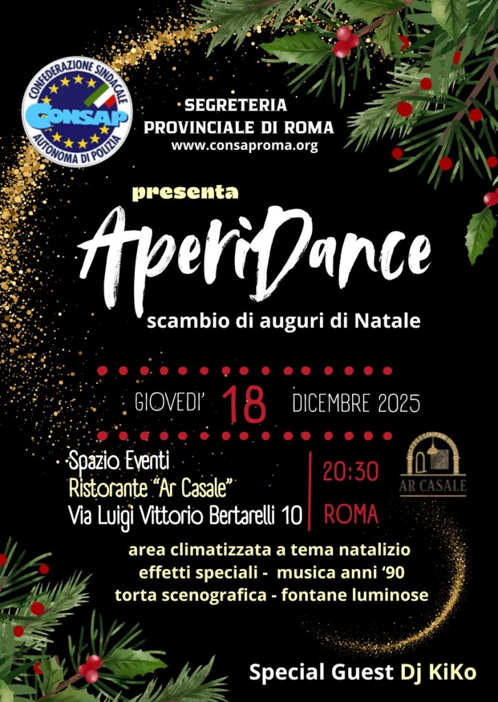 APERIDANCE 18 DICEMBRE 2025 - SINDACATO POLIZIA CONSAP ROMA - RISTORANTE AR CASALE - ROMA
